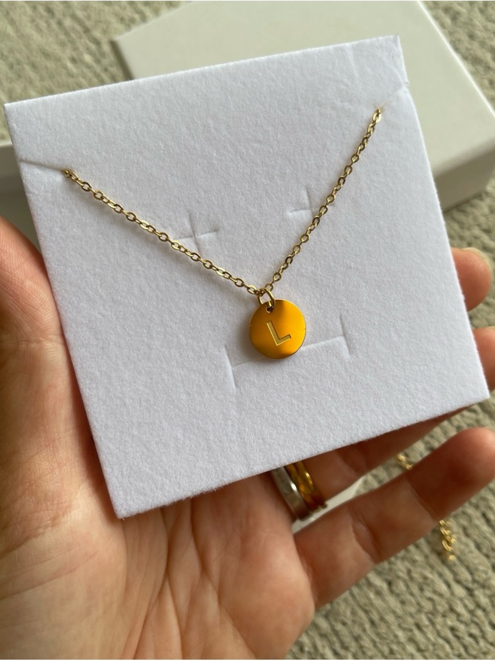 Gold Initial 'L' Disc Necklace - Gold Finish